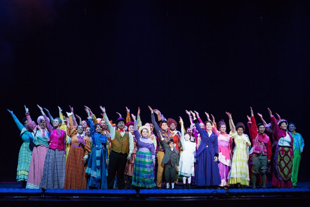 Mary Poppins - Mary Poppins - group shot in costume with hands up