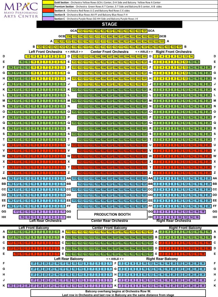 Seating Chart Mayo Performing Arts Center