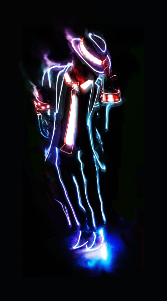 dancer in the dark with lit up costume