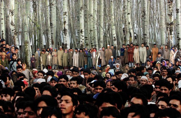 gathering of people in woods