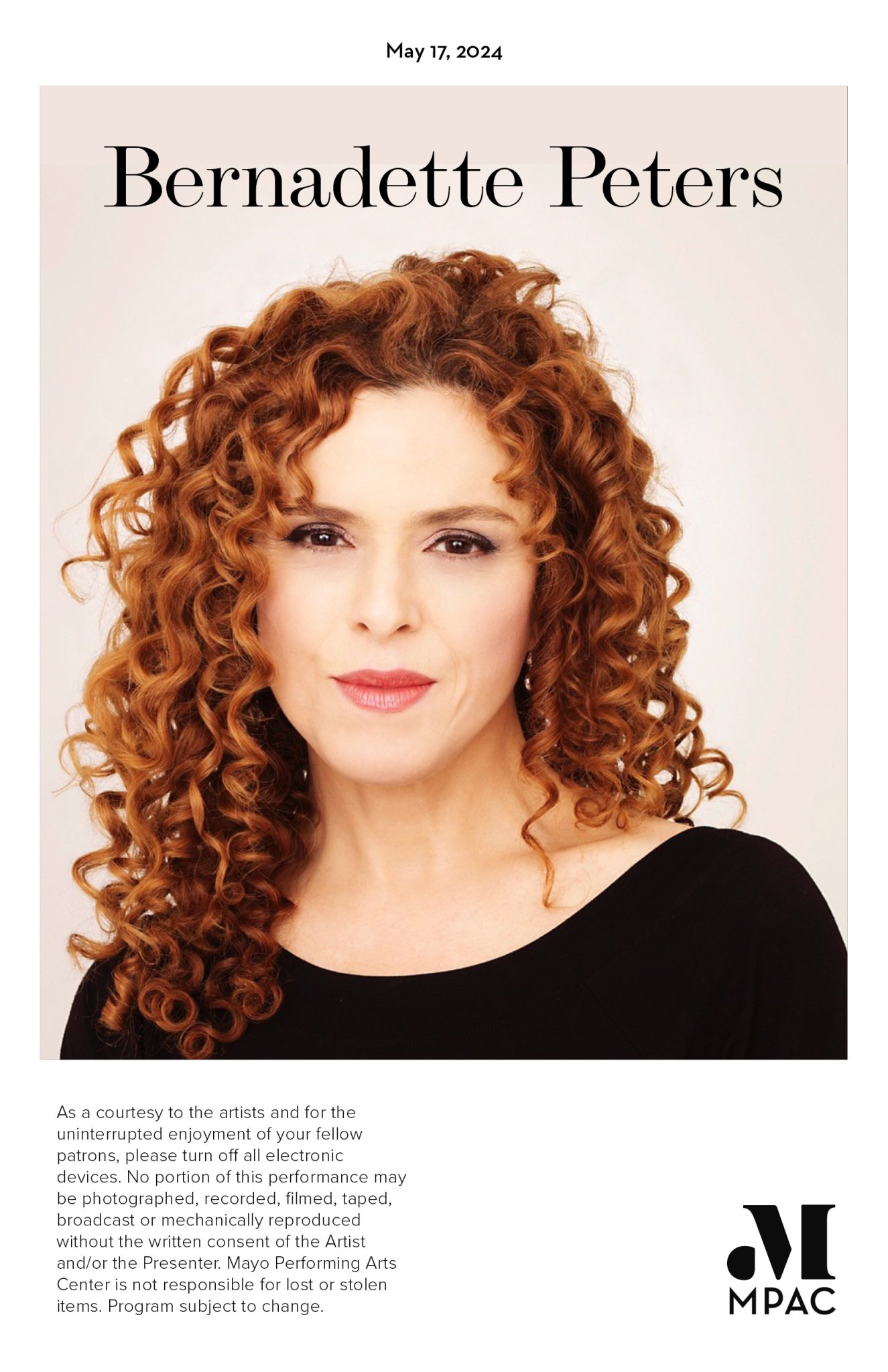Program Cover Bernadette Peters