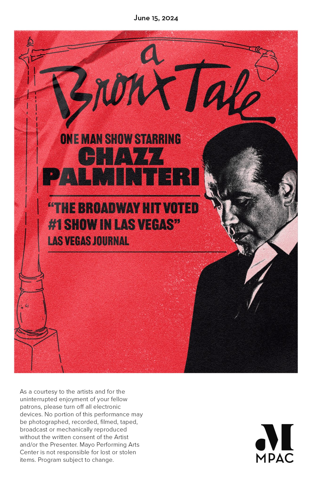 Program cover for A Bronx Tale at MPAC - June 15, 2024