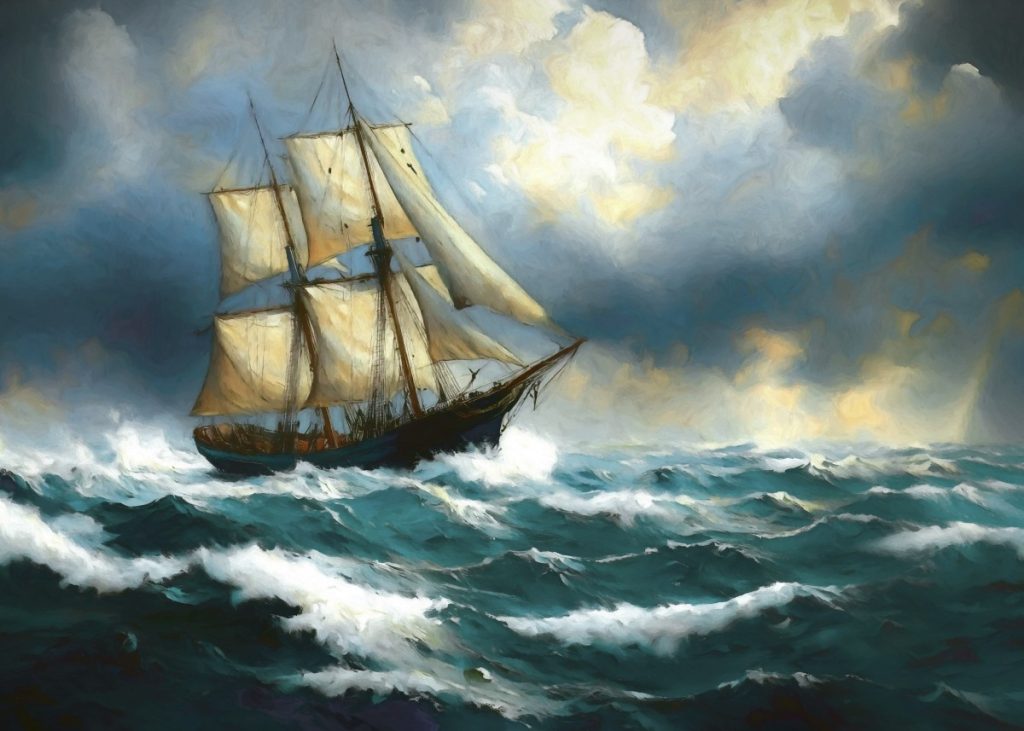 Schooner On Stormy Seas