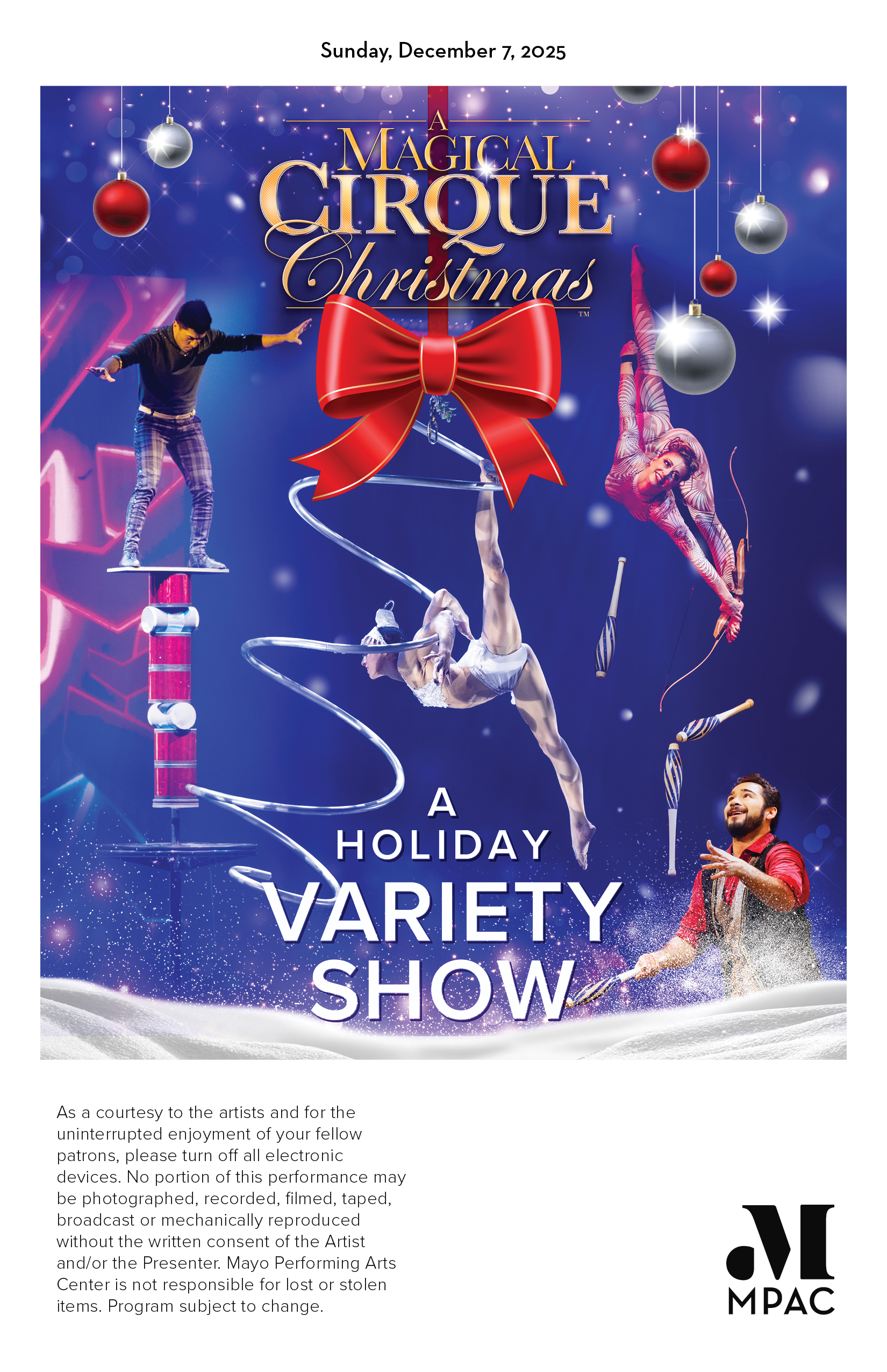 A Magical Cirque Christmas program cover