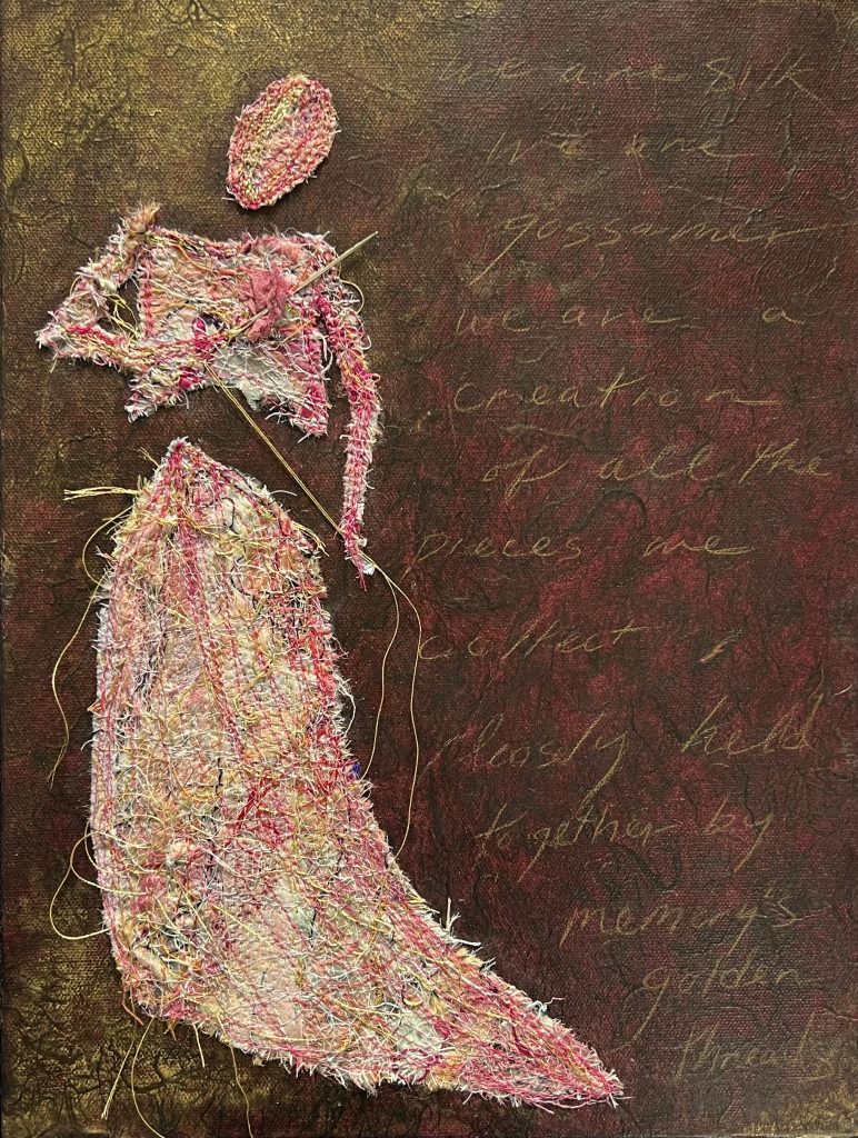 Tricia Goginsky, Memory's Golden Threads, Mixed Media On Canvas, 12x16x2, $480 Tricia Goginsky