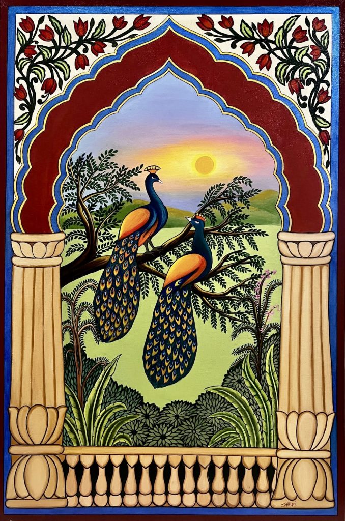 Gupta Shilpi Peacocks In Paradise Mixed 24x39 Shilpi Gupta